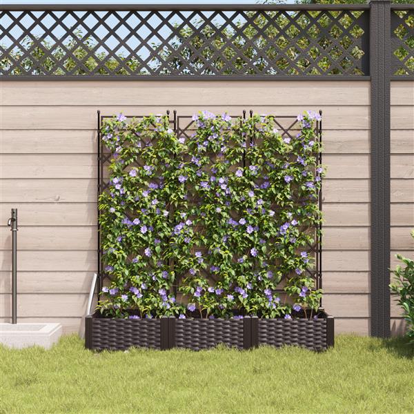 Grote foto vidaxl plantenbakken 3 st met latwerk 120x40x125 5 cm bruin tuin en terras overige tuin en terras