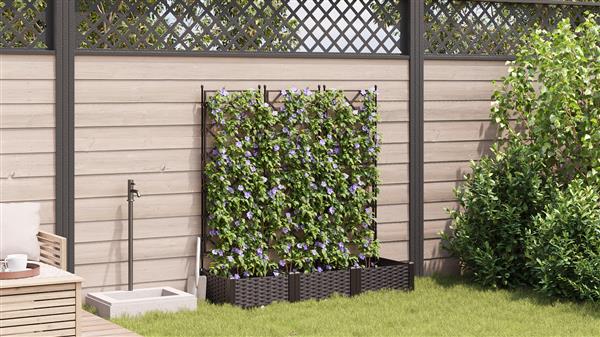 Grote foto vidaxl plantenbakken 3 st met latwerk 120x40x125 5 cm bruin tuin en terras overige tuin en terras