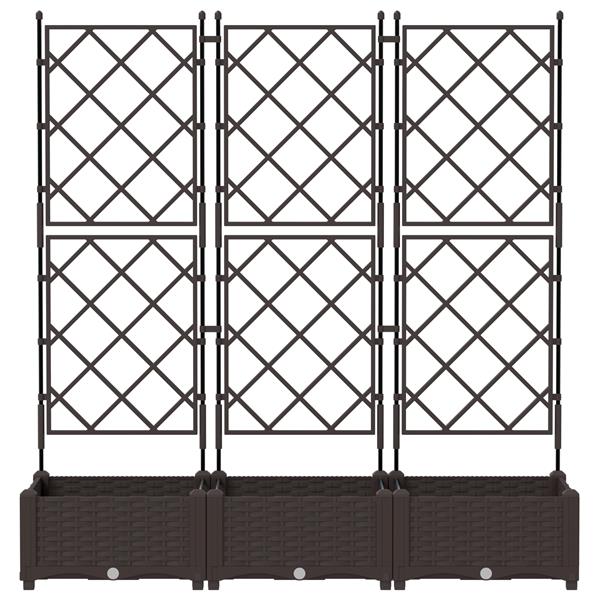 Grote foto vidaxl plantenbakken 3 st met latwerk 120x40x125 5 cm bruin tuin en terras overige tuin en terras