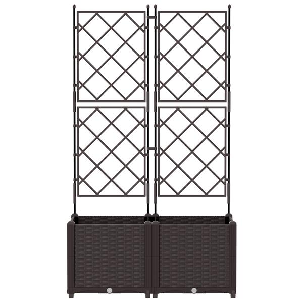 Grote foto vidaxl plantenbakken 2 st met latwerk 80x40x143 cm bruin tuin en terras overige tuin en terras