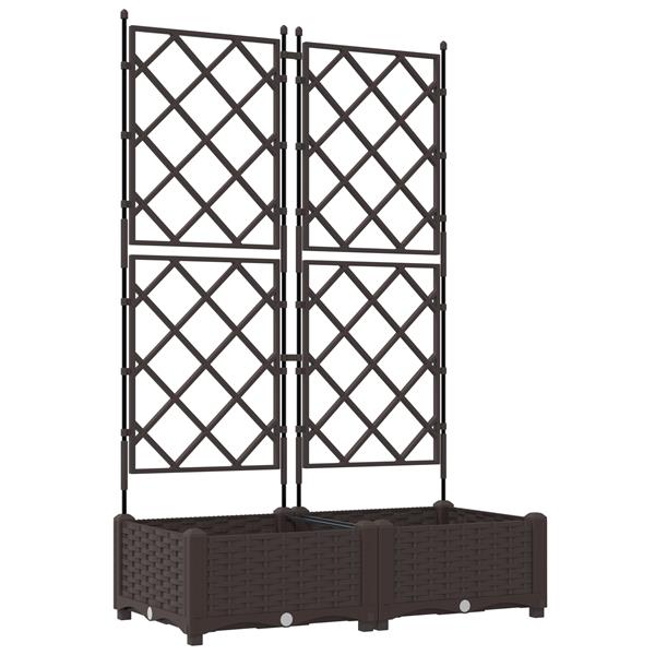 Grote foto vidaxl plantenbakken 2 st met latwerk 80x40x125 5 cm bruin tuin en terras overige tuin en terras