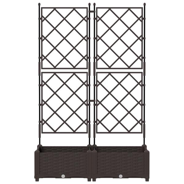 Grote foto vidaxl plantenbakken 2 st met latwerk 80x40x125 5 cm bruin tuin en terras overige tuin en terras