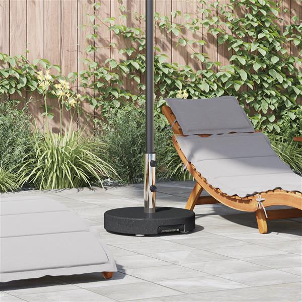 Grote foto vidaxl parasolvoet met wielen en handvat zwart graniet 29 kg rond tuin en terras overige tuin en terras