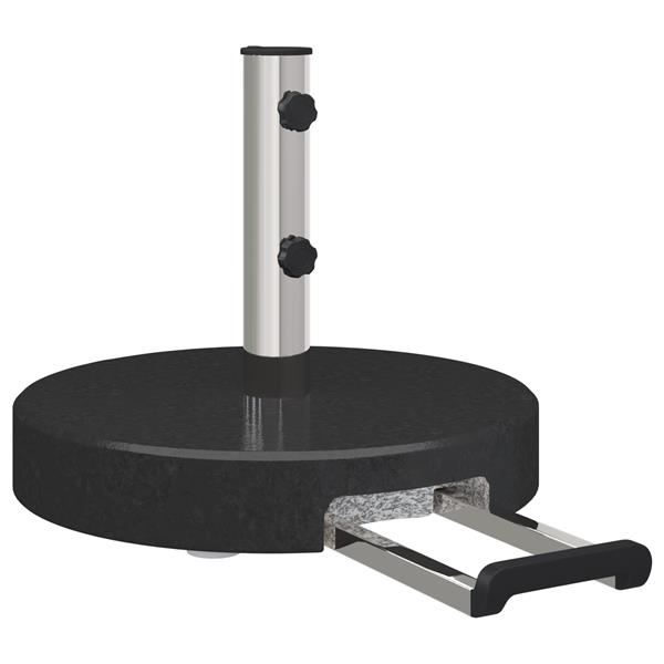 Grote foto vidaxl parasolvoet met wielen en handvat zwart graniet 29 kg rond tuin en terras overige tuin en terras