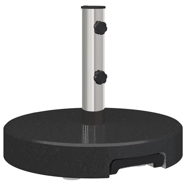 Grote foto vidaxl parasolvoet met wielen en handvat zwart graniet 29 kg rond tuin en terras overige tuin en terras
