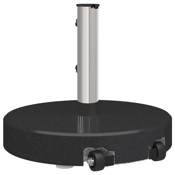 Grote foto vidaxl parasolvoet met wielen en handvat zwart graniet 29 kg rond tuin en terras overige tuin en terras