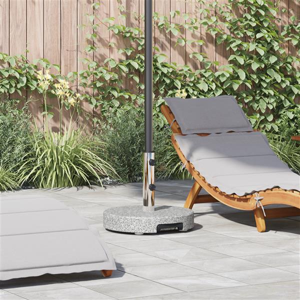 Grote foto vidaxl parasolvoet met wielen en handvat grijs graniet 29 kg rond tuin en terras overige tuin en terras