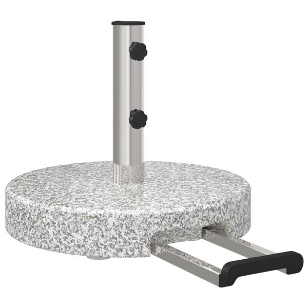Grote foto vidaxl parasolvoet met wielen en handvat grijs graniet 29 kg rond tuin en terras overige tuin en terras