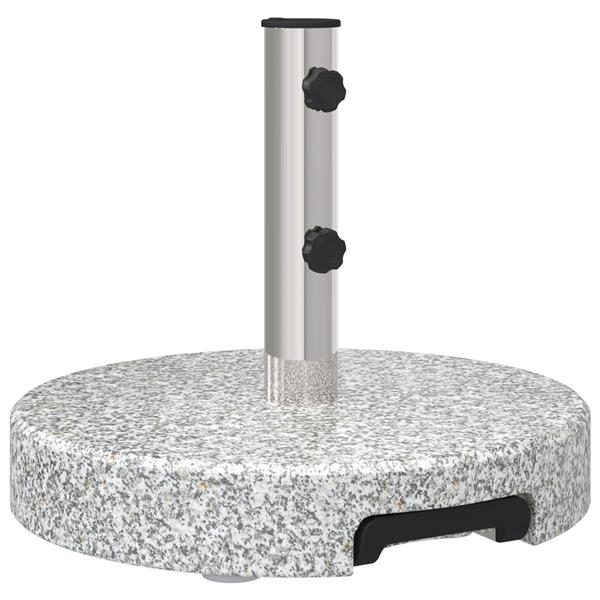 Grote foto vidaxl parasolvoet met wielen en handvat grijs graniet 29 kg rond tuin en terras overige tuin en terras