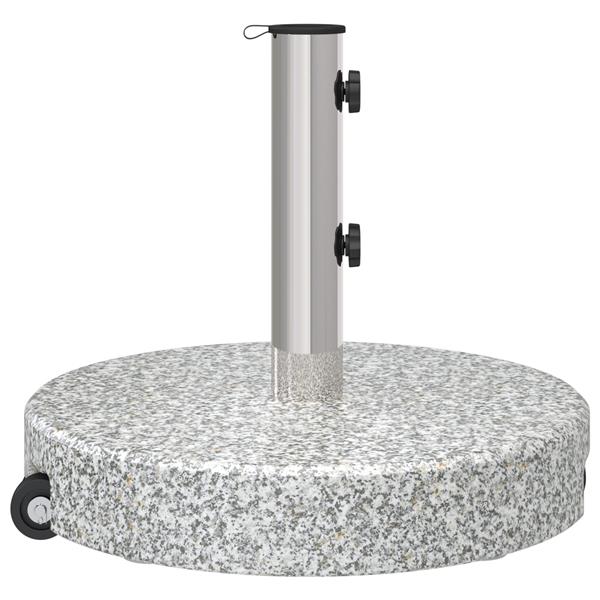 Grote foto vidaxl parasolvoet met wielen en handvat grijs graniet 29 kg rond tuin en terras overige tuin en terras