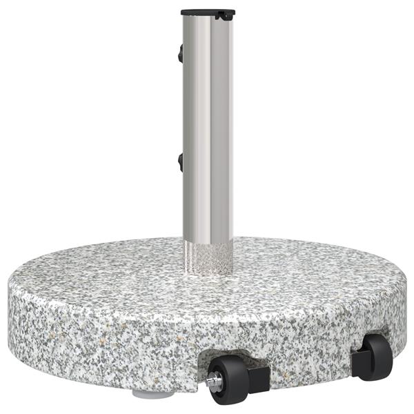 Grote foto vidaxl parasolvoet met wielen en handvat grijs graniet 29 kg rond tuin en terras overige tuin en terras