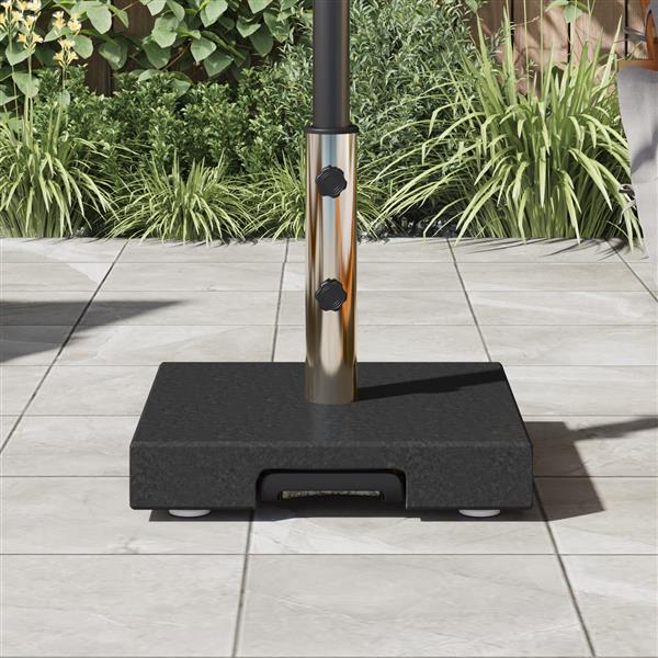 Grote foto vidaxl parasolvoet met wielen en handvat zwart graniet 29 kg vierkant tuin en terras overige tuin en terras
