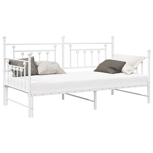 Grote foto vidaxl slaapbank met uitschuifbed 107x203 cm staal wit antiek en kunst stoelen en banken