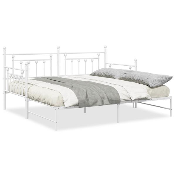 Grote foto vidaxl slaapbank met uitschuifbed 107x203 cm staal wit antiek en kunst stoelen en banken