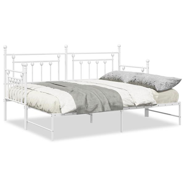 Grote foto vidaxl slaapbank met uitschuifbed 80x200 cm staal wit antiek en kunst stoelen en banken