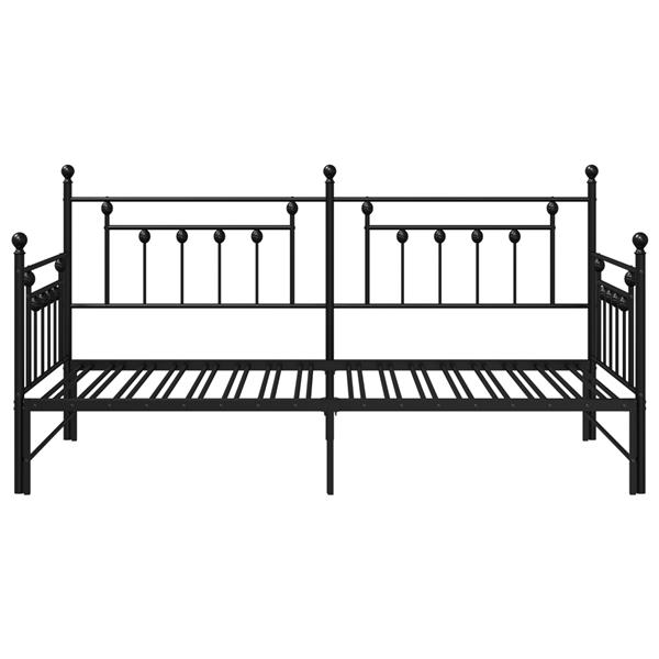 Grote foto vidaxl zwart ligbed frame met uittrekbed 90x200 cm van staal antiek en kunst stoelen en banken