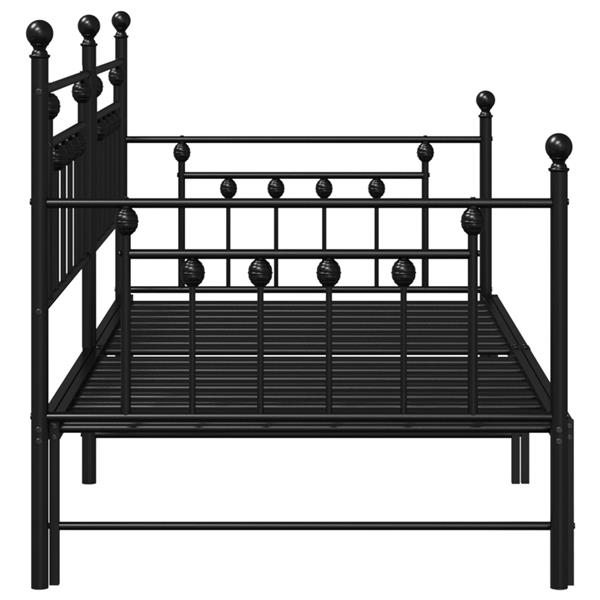 Grote foto vidaxl zwart ligbed frame met uittrekbed 90x200 cm van staal antiek en kunst stoelen en banken
