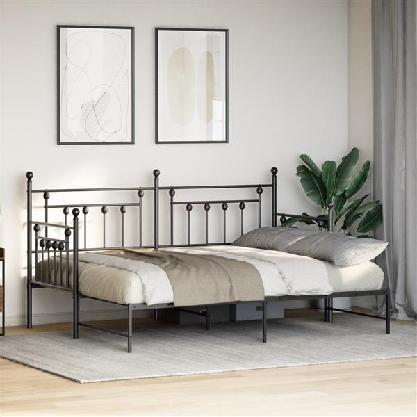 Grote foto vidaxl slaapbank met uitschuifbed 80x200 cm staal zwart antiek en kunst stoelen en banken