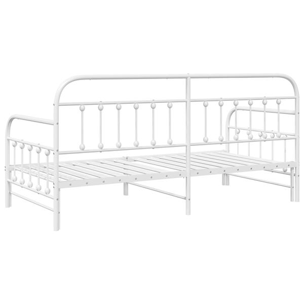 Grote foto vidaxl ligbedframe met uittrekbed wit 100x200 cm gemaakt van staal antiek en kunst stoelen en banken
