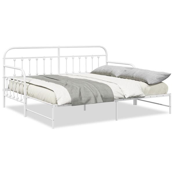 Grote foto vidaxl slaapbank met uitschuifbed 90x200 cm staal wit antiek en kunst stoelen en banken
