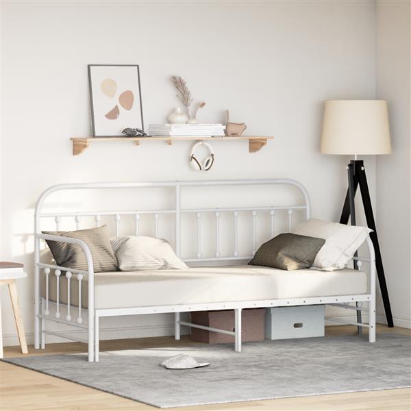 Grote foto vidaxl slaapbank met uitschuifbed 75x190 cm staal wit antiek en kunst stoelen en banken
