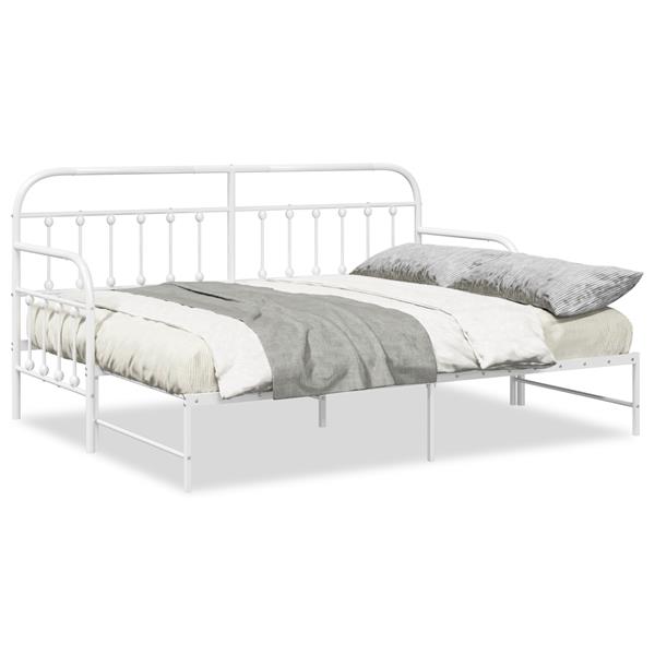 Grote foto vidaxl slaapbank met uitschuifbed 75x190 cm staal wit antiek en kunst stoelen en banken