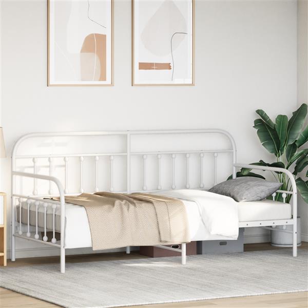 Grote foto vidaxl slaapbank 107x203 cm staal wit antiek en kunst stoelen en banken