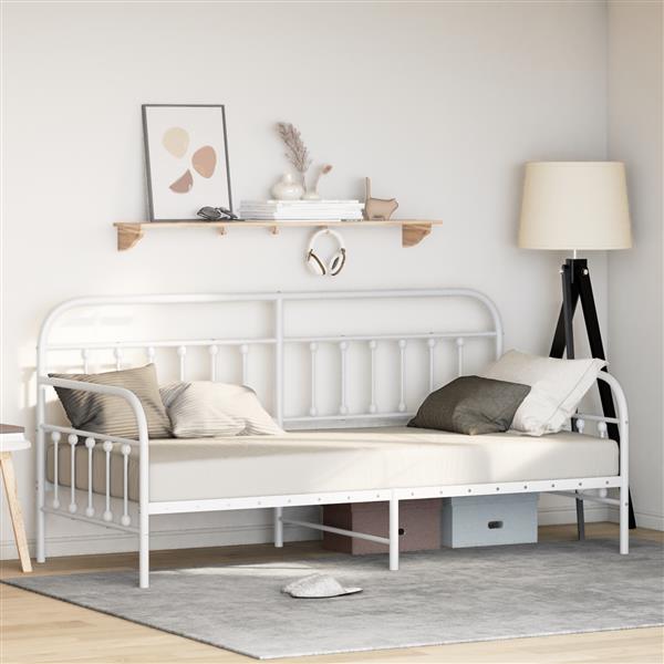 Grote foto vidaxl slaapbank 90x200 cm staal wit antiek en kunst stoelen en banken
