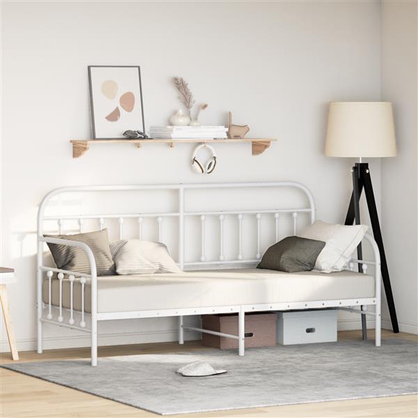 Grote foto vidaxl ligbedframe in wit 75x190 cm gemaakt van staal antiek en kunst stoelen en banken