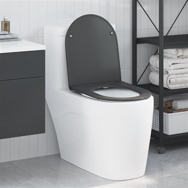 Grote foto vidaxl toiletbril soft close met quick release duroplast antraciet doe het zelf en verbouw sanitair
