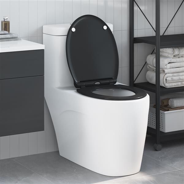 Grote foto vidaxl toiletbril soft close met quick release duroplast zwart doe het zelf en verbouw sanitair