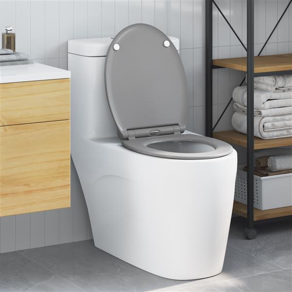 Grote foto vidaxl toiletbril soft close met quick release duroplast grijs doe het zelf en verbouw sanitair