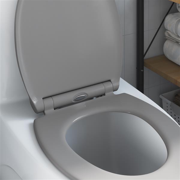 Grote foto vidaxl toiletbril soft close met quick release duroplast grijs doe het zelf en verbouw sanitair