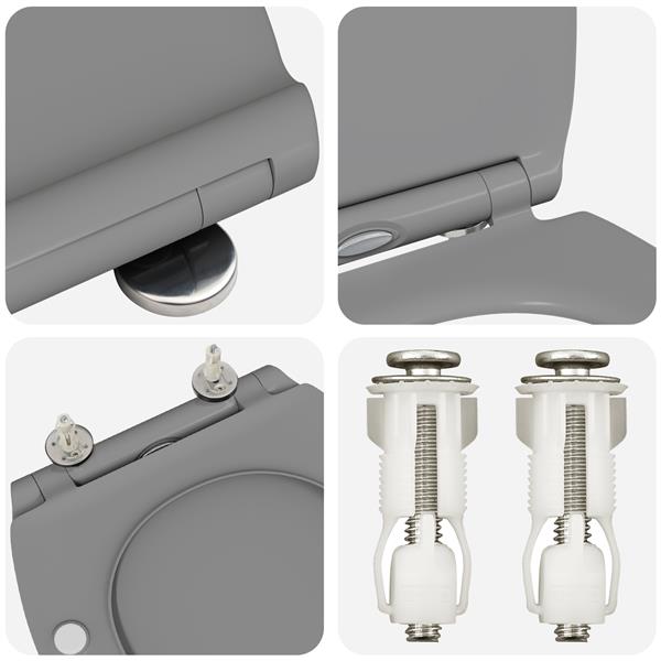 Grote foto vidaxl toiletbril soft close met quick release duroplast grijs doe het zelf en verbouw sanitair