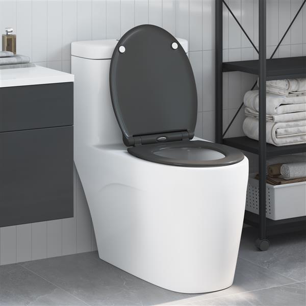 Grote foto vidaxl toiletbril soft close met quick release duroplast antraciet doe het zelf en verbouw sanitair