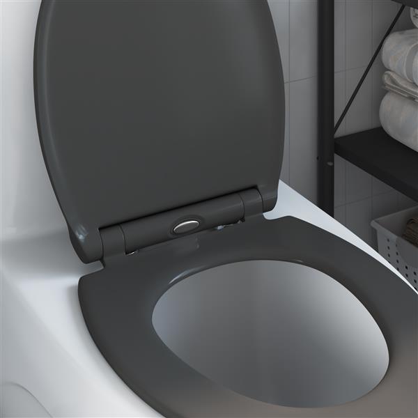 Grote foto vidaxl toiletbril soft close met quick release duroplast antraciet doe het zelf en verbouw sanitair