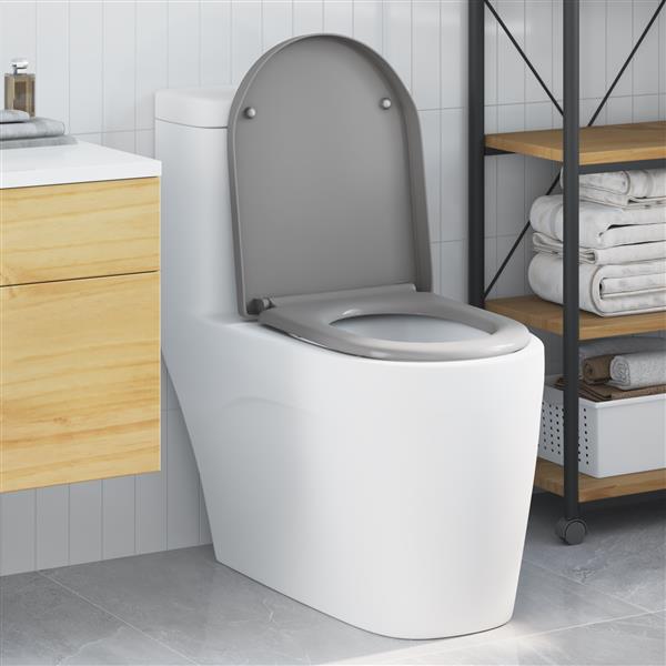 Grote foto vidaxl toiletbril soft close met quick release duroplast grijs doe het zelf en verbouw sanitair