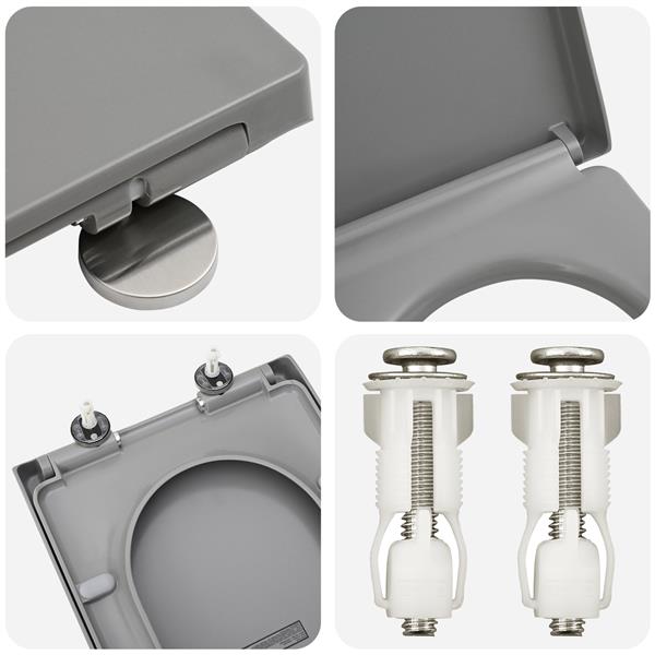 Grote foto vidaxl toiletbril soft close met quick release duroplast grijs doe het zelf en verbouw sanitair