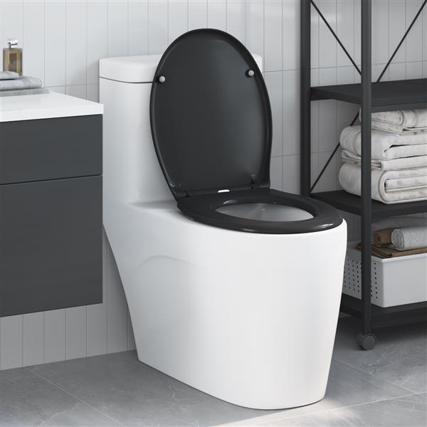 Grote foto vidaxl toiletbril soft close met quick release duroplast zwart doe het zelf en verbouw sanitair