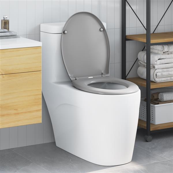 Grote foto vidaxl toiletbril soft close met quick release duroplast grijs doe het zelf en verbouw sanitair