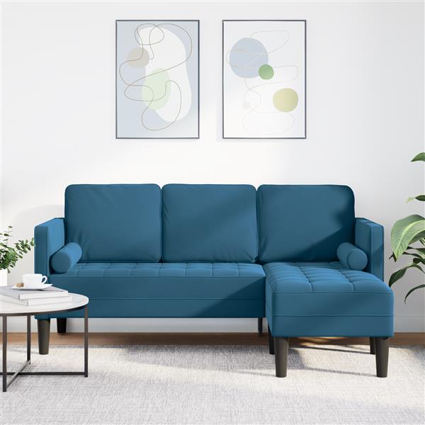 Grote foto vidaxl l vormige bank blauw 173x131x67 cm velvet huis en inrichting bankstellen