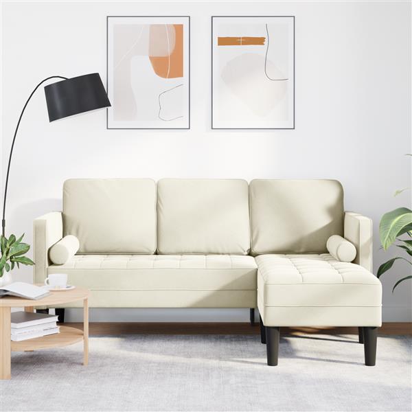 Grote foto vidaxl l vormige bank cr me 173x131x67 cm velvet huis en inrichting bankstellen