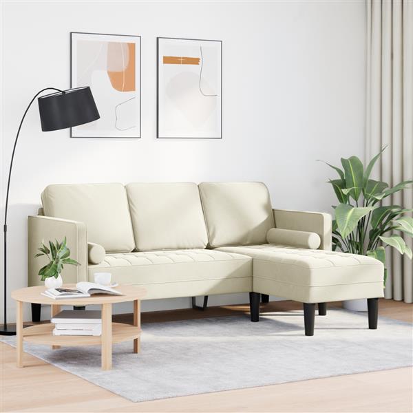 Grote foto vidaxl l vormige bank cr me 173x131x67 cm velvet huis en inrichting bankstellen
