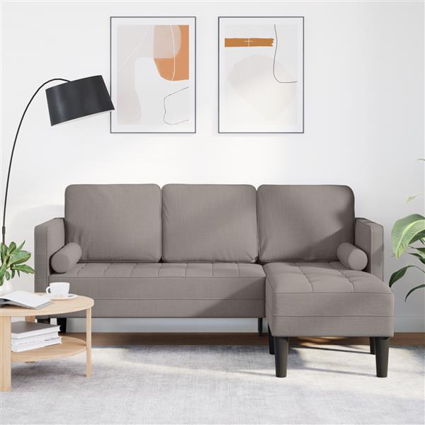 Grote foto vidaxl bank 3 zits l vormig 160 cm stof taupe huis en inrichting bankstellen