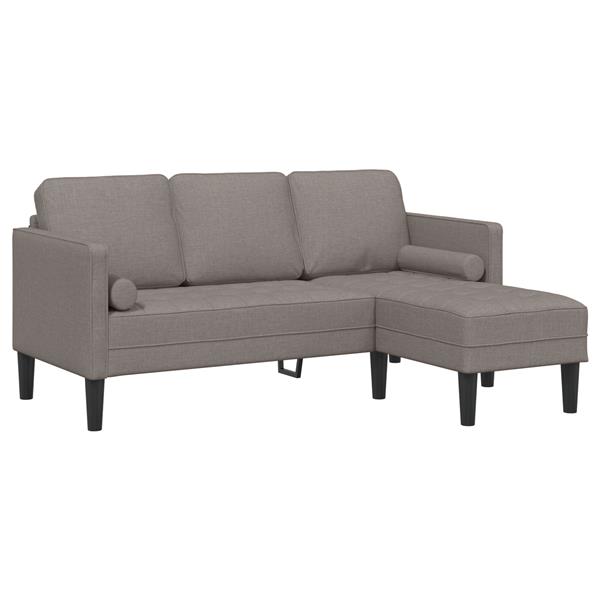 Grote foto vidaxl bank 3 zits l vormig 160 cm stof taupe huis en inrichting bankstellen