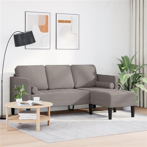 Grote foto vidaxl bank 3 zits l vormig 160 cm stof taupe huis en inrichting bankstellen
