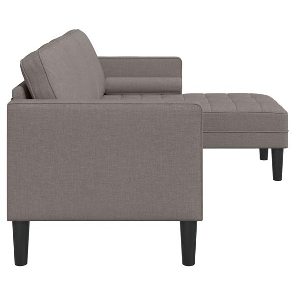 Grote foto vidaxl bank 3 zits l vormig 160 cm stof taupe huis en inrichting bankstellen