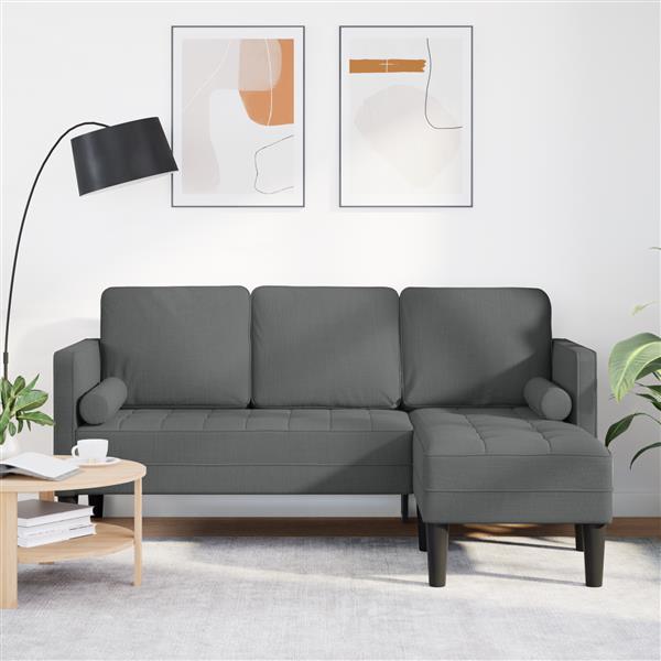 Grote foto vidaxl bank 3 zits l vormig 160 cm stof donkergrijs huis en inrichting bankstellen