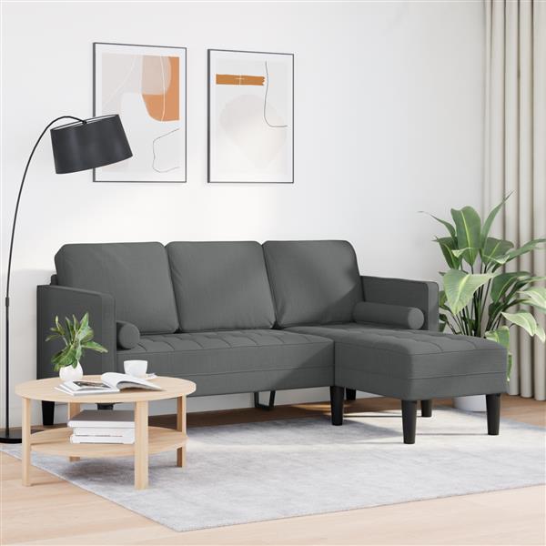 Grote foto vidaxl bank 3 zits l vormig 160 cm stof donkergrijs huis en inrichting bankstellen