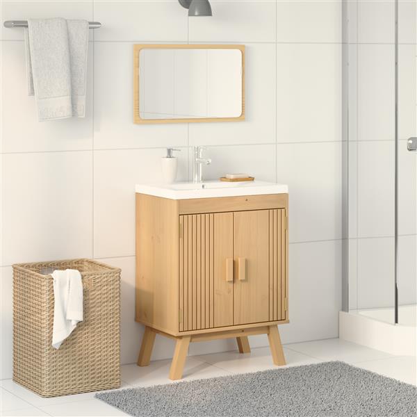 Grote foto vidaxl wastafelkast 114x43x73 5 cm massief grenenhout huis en inrichting complete badkamers